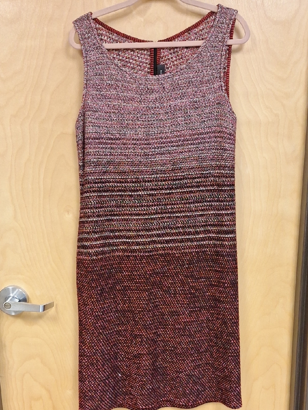 St. John Burgundy and Pink Knit Sleeveless Dress